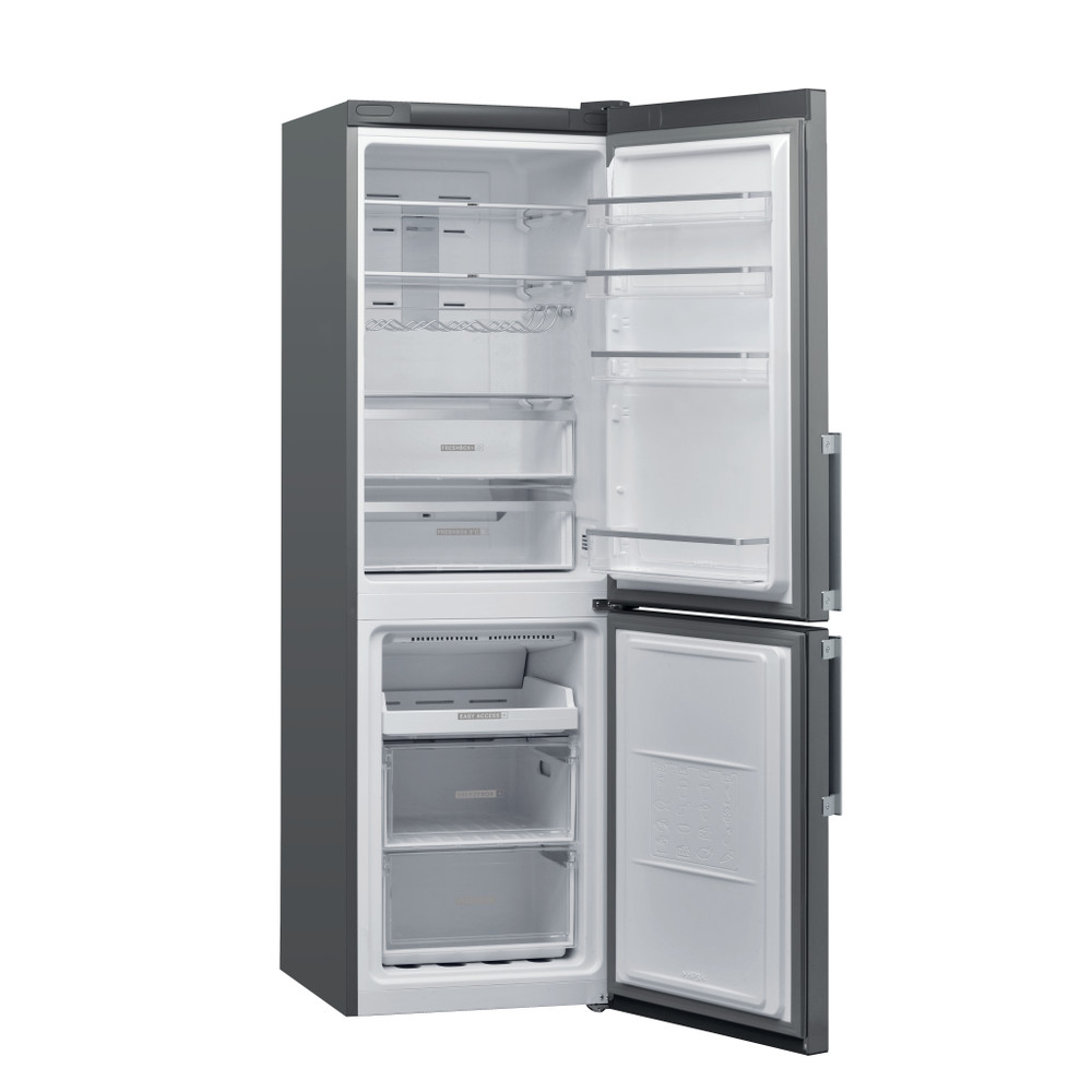 Whirlpool Hűtő/fagyasztó kombináció Szabadonálló W7 831T OX H Optic Inox 2 doors Perspective open