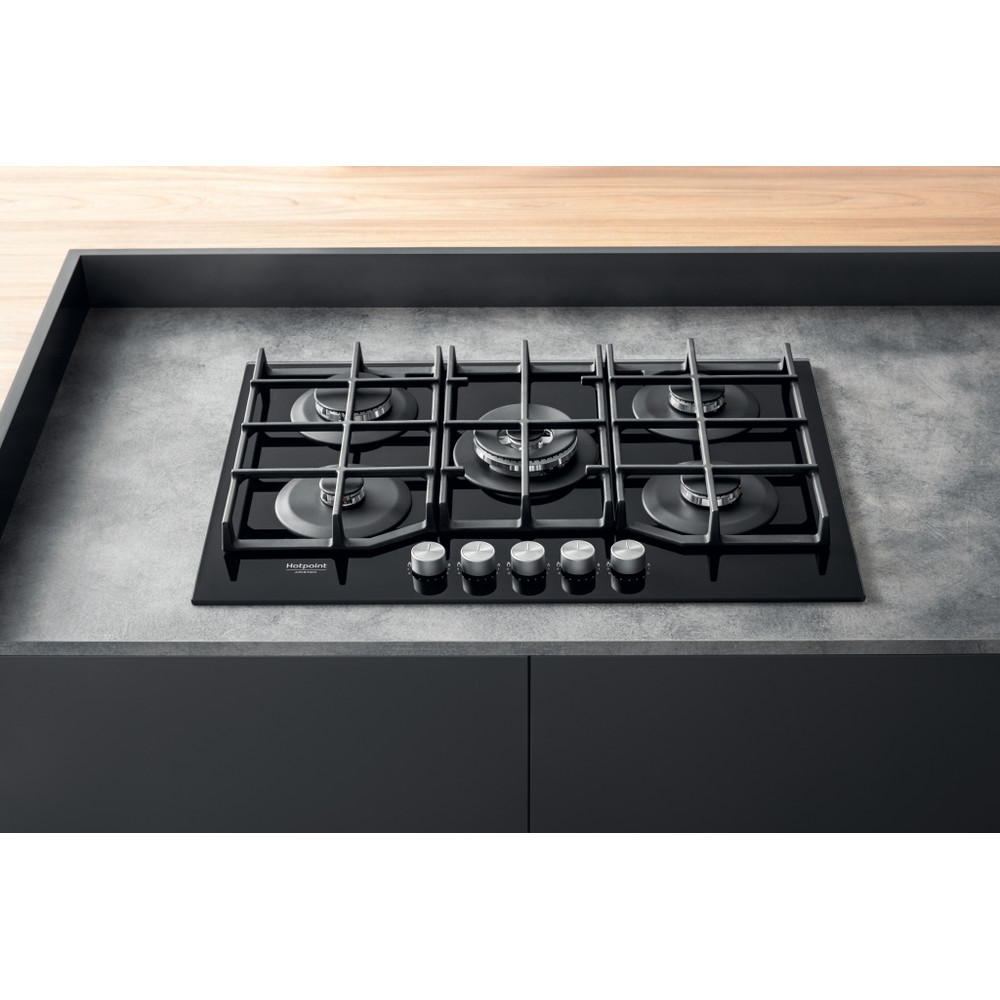 Hotpoint_Ariston Placa HAGS 72F/BK Preto Gás Lifestyle frontal top down
