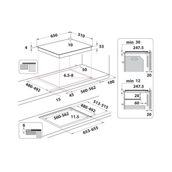 Whirlpool Encimera SMO 658C/NE Negro Induction vitroceramic Technical drawing