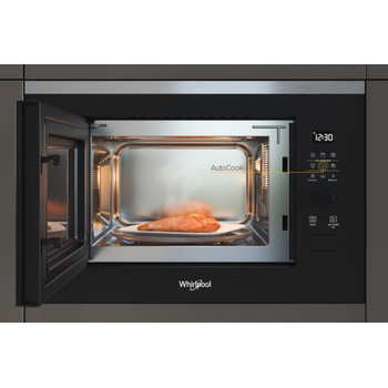 Whirlpool Mikrohullámú sütő Beépíthető WMF250G Inox Elektromos 25 Mikrohullám+Grill funkció 900 Lifestyle frontal open