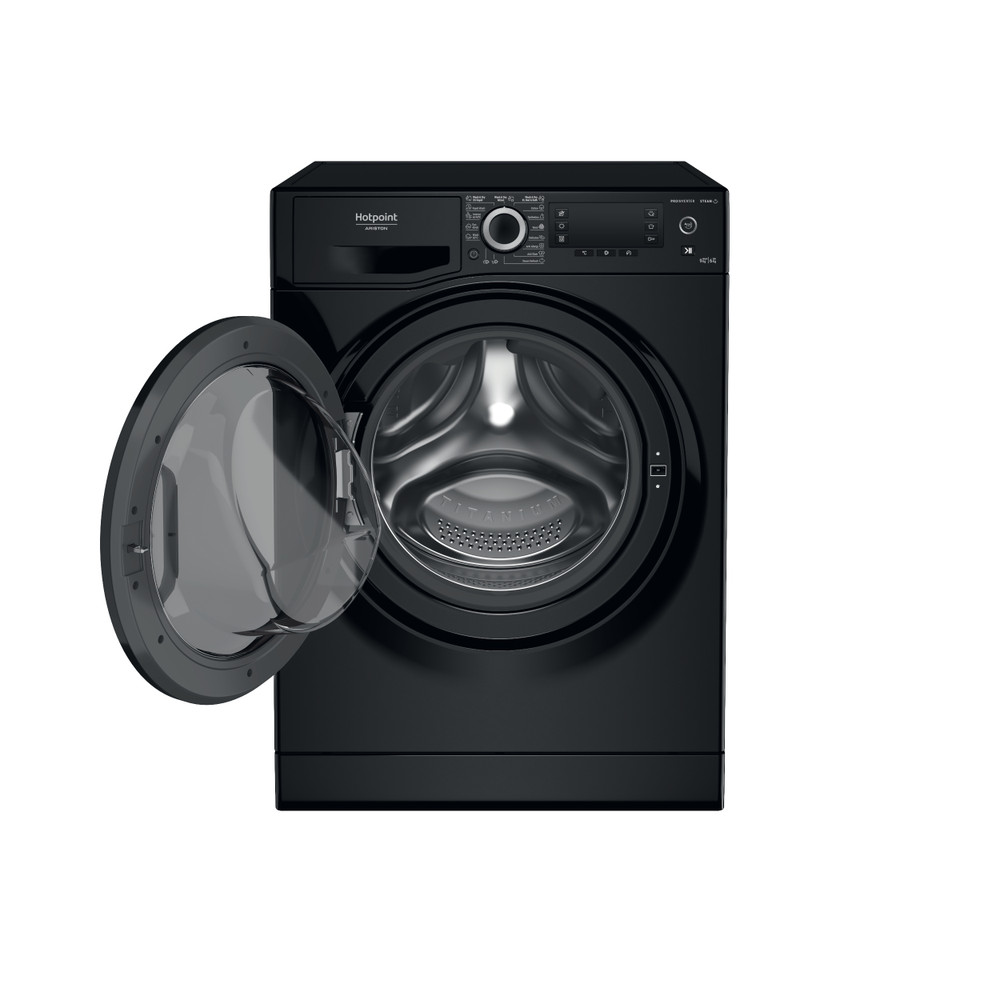 Hotpoint_Ariston Maşină de spălat rufe cu uscător Neincorporabil NDD 9636 BDA EE Negru Încărcare frontală Frontal open