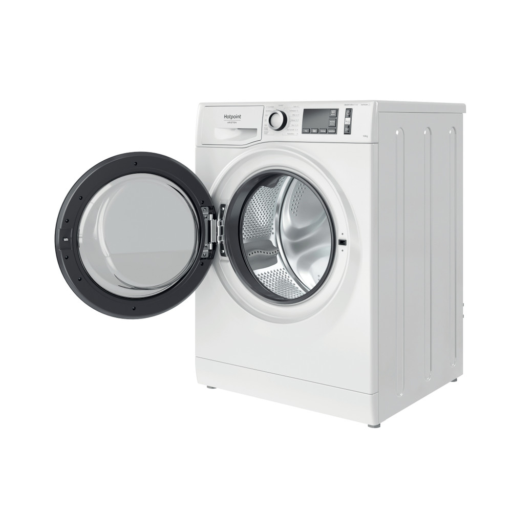 Hotpoint_Ariston Lave-linge Pose-libre NAM111044WMFR N Blanc Lave-linge frontal B Perspective open