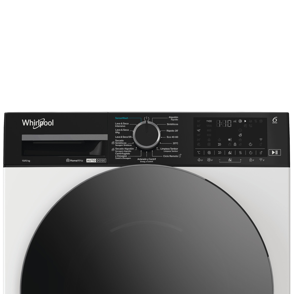 Whirlpool Máquina de lavar e secar roupa Livre Instalação WPD 0649W ADS SPT Branco Carga Frontal Control panel