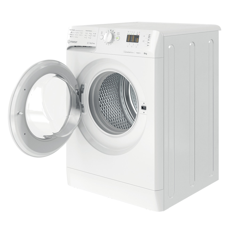 Indesit Vaskemaskine Fritstående MTWA 81495 W EU Hvid Frontbetjent B Perspective open
