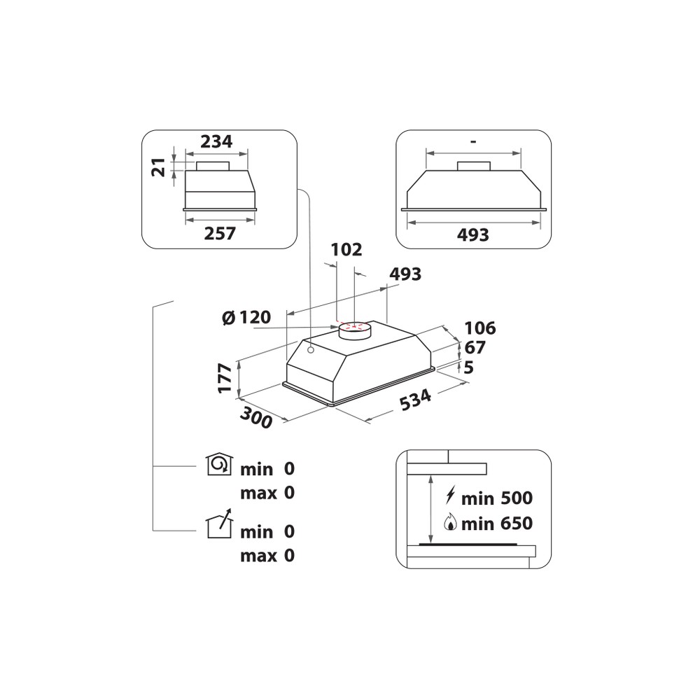 Hotpoint HOOD Built-in PCT 64 F L SS Inox Built-in Mechanical Technical drawing