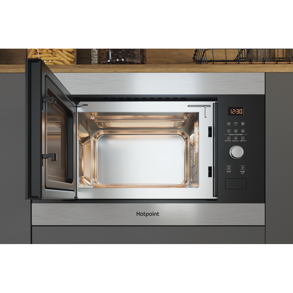 Hotpoint Microwave Built-in MF25G IX H Inox Electronic 25 MW+Grill function 900 Lifestyle frontal open