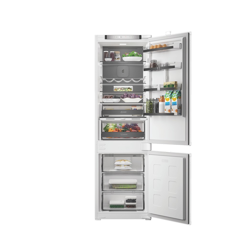 Whirlpool Racitor-congelator combinat Încorporabil WHK2 5293 B5E1 Zinc Metal 2 doors Lifestyle frontal open