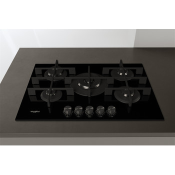Whirlpool Hob GOWL 758/NB Black Gas Lifestyle frontal top down