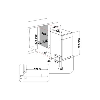 Whirlpool Maşină de spălat vase Încorporabil WH6UB10BS7A0X Buit-under B Technical drawing