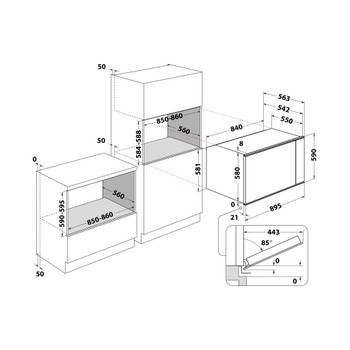 Whirlpool Fornos Encastre MSA K5V IX WH Elétrico A Technical drawing
