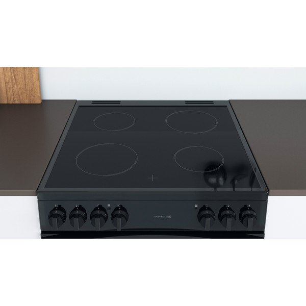 Indesit Double Cooker ID67V9KMB/UK Black A Lifestyle frontal top down