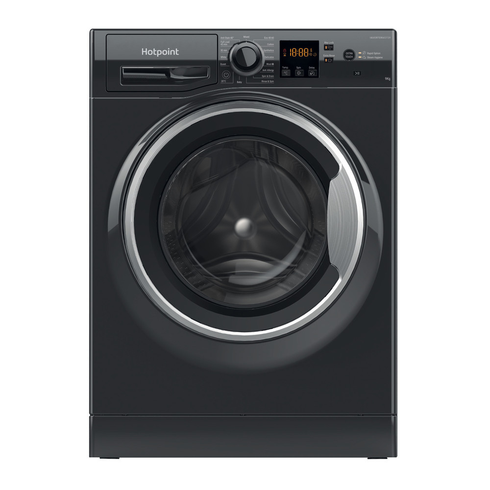 Hotpoint Washing machine Free-standing NSWM 945C BS UK N Black Front loader B Frontal
