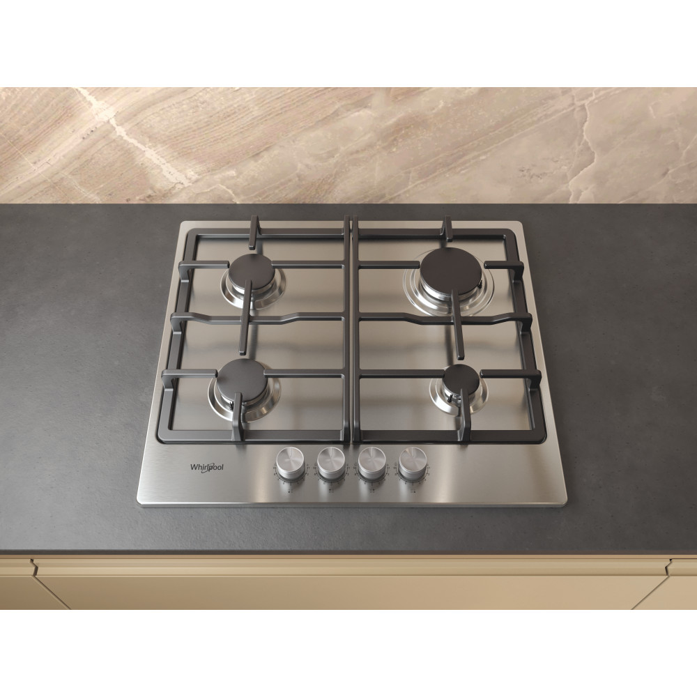 Whirlpool Table de cuisson TGML 660 IX Inox Gaz Lifestyle frontal top down