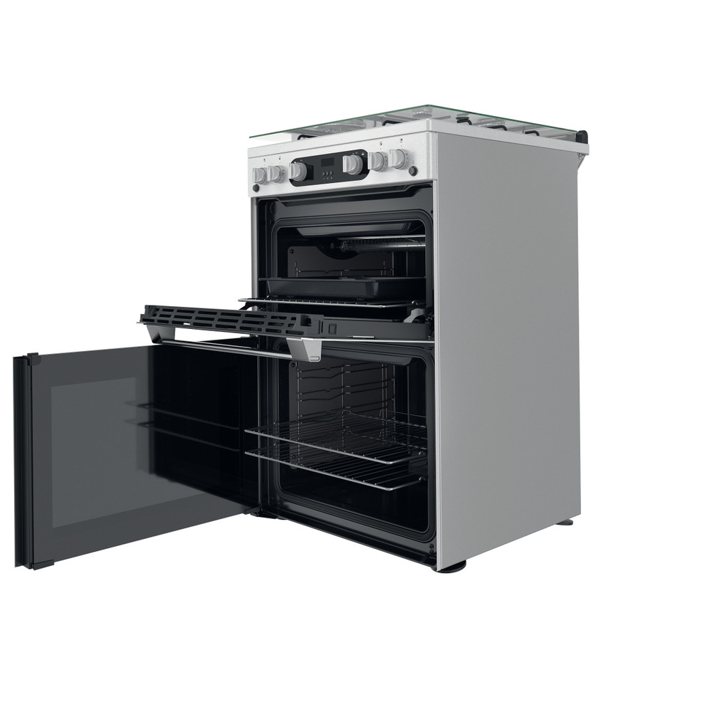 Hotpoint Double Cooker HDM67G0C2CX/U Inox A+ Perspective open