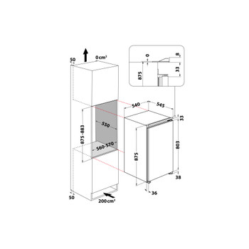 Whirlpool Hladnjak Ugradbeni ARG 94312 Bijela Technical drawing