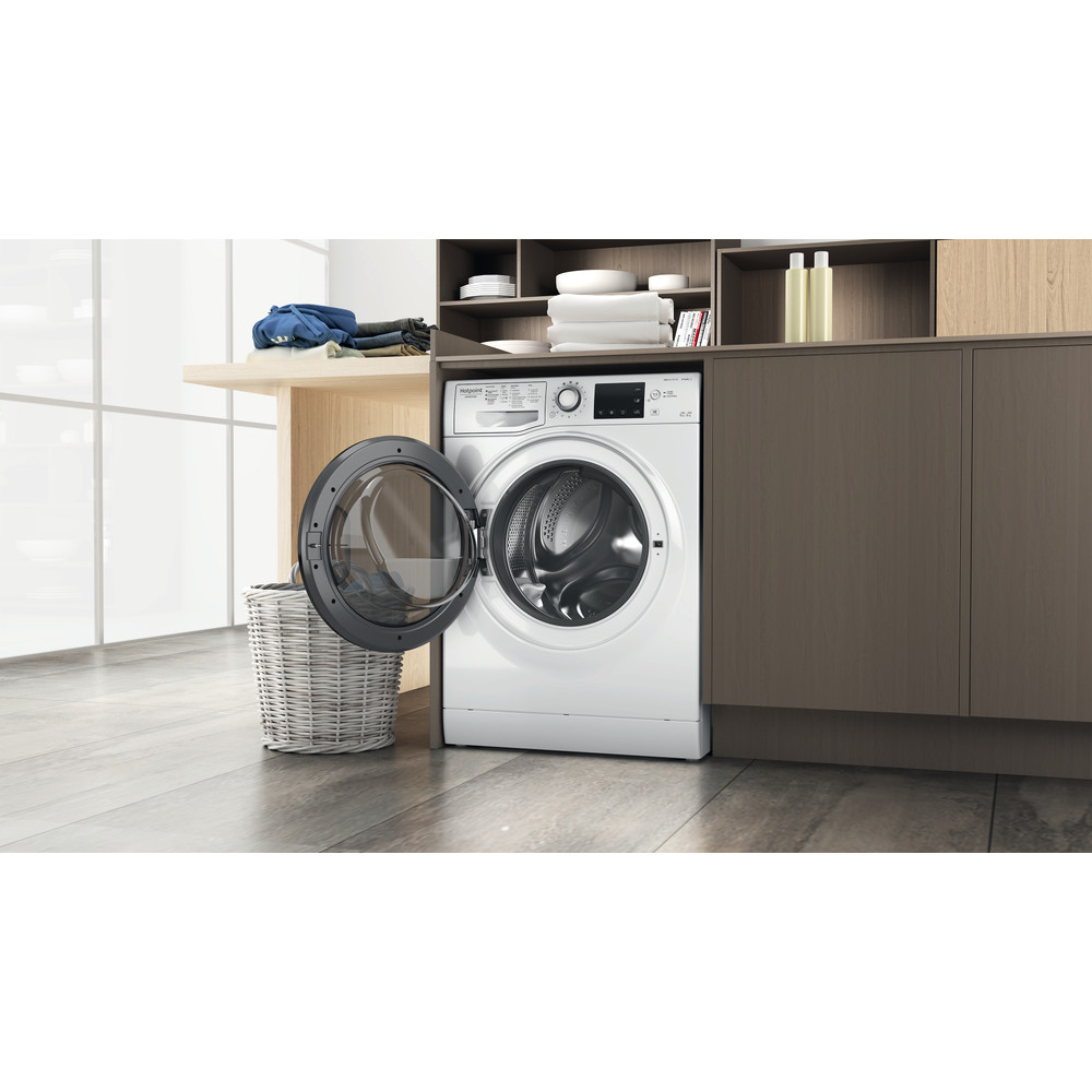 Hotpoint_Ariston Máquina de lavar e secar roupa Livre Instalação NDB 9636 DA SPT Branco Carga Frontal Lifestyle perspective open
