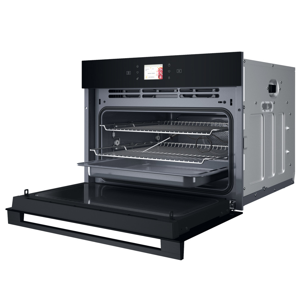 Whirlpool Mikrohullámú sütő Beépíthető WCW9O7PHTSB Fekete Elektromos 53 Mikrohullám-Kombi 950 Perspective open