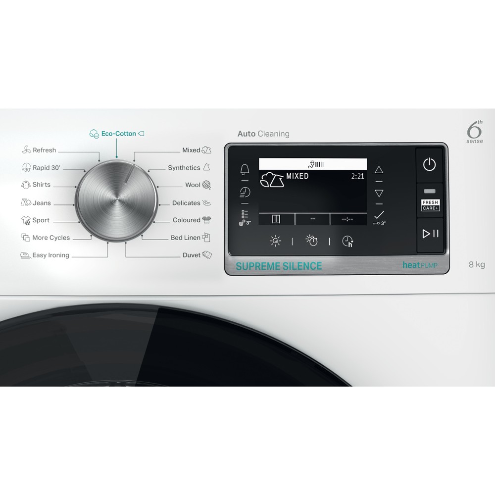 Whirlpool Sušička W7 D84WB EE Bílá Control panel