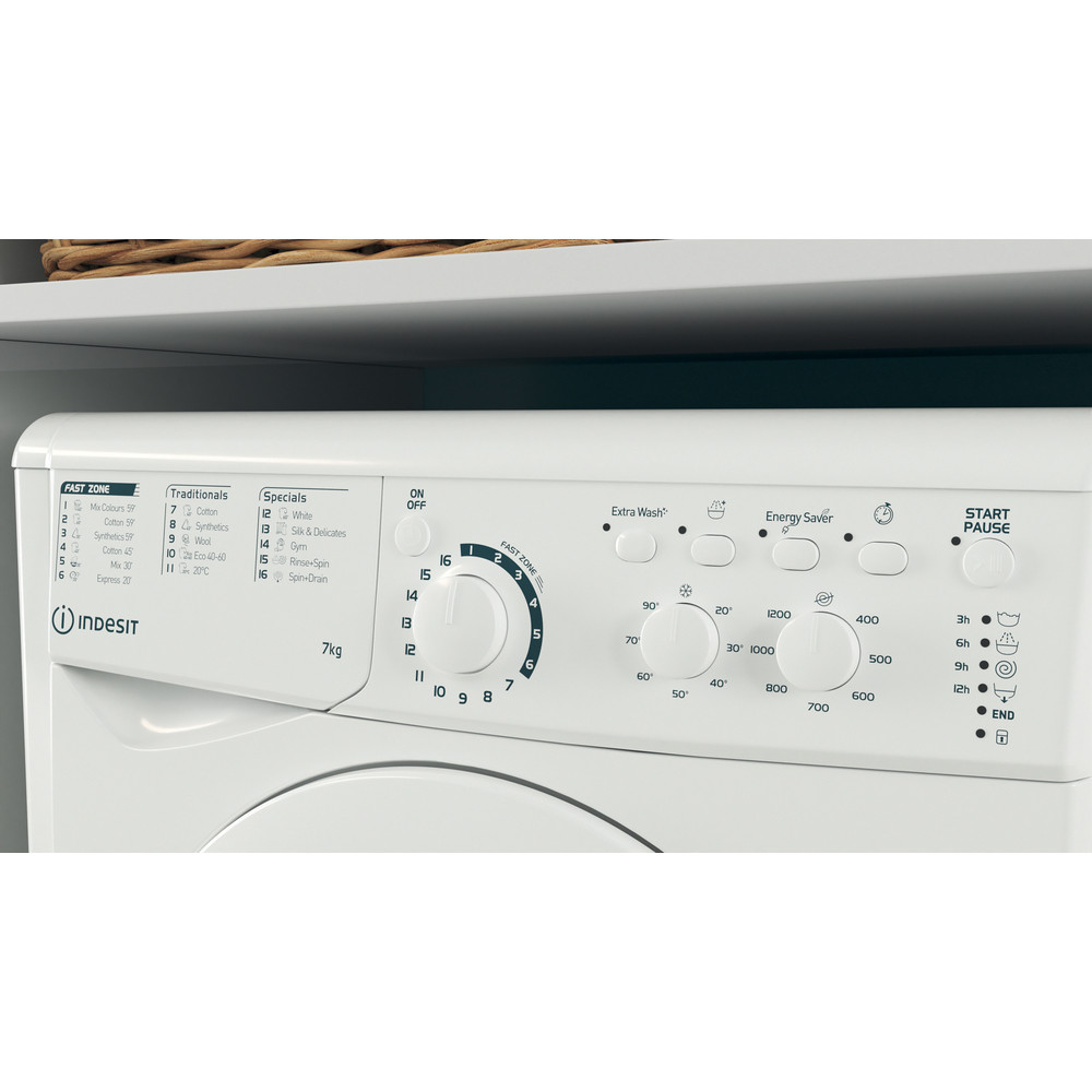 Indesit Perilica za rublje Samostojeći EWC 71252 W EE N Bijela Prednje punjenje E Lifestyle control panel