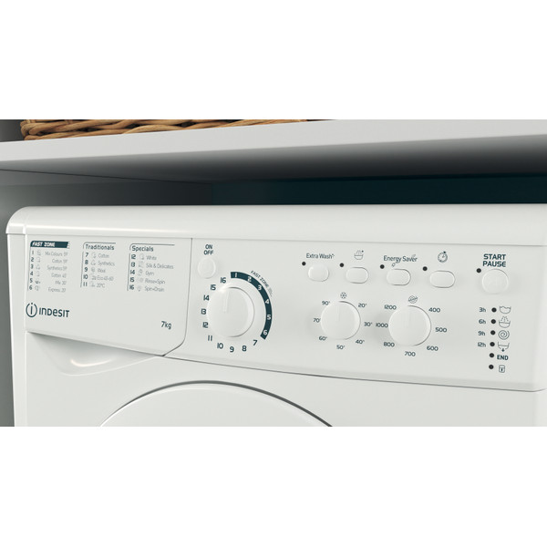 Indesit Perilica za rublje Samostojeći EWC 71252 W EE N Bijela Prednje punjenje E Lifestyle control panel