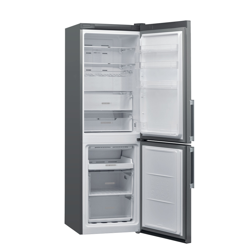 Whirlpool Hűtő/fagyasztó kombináció Szabadonálló W7 821O OX H Optic Inox 2 doors Perspective open