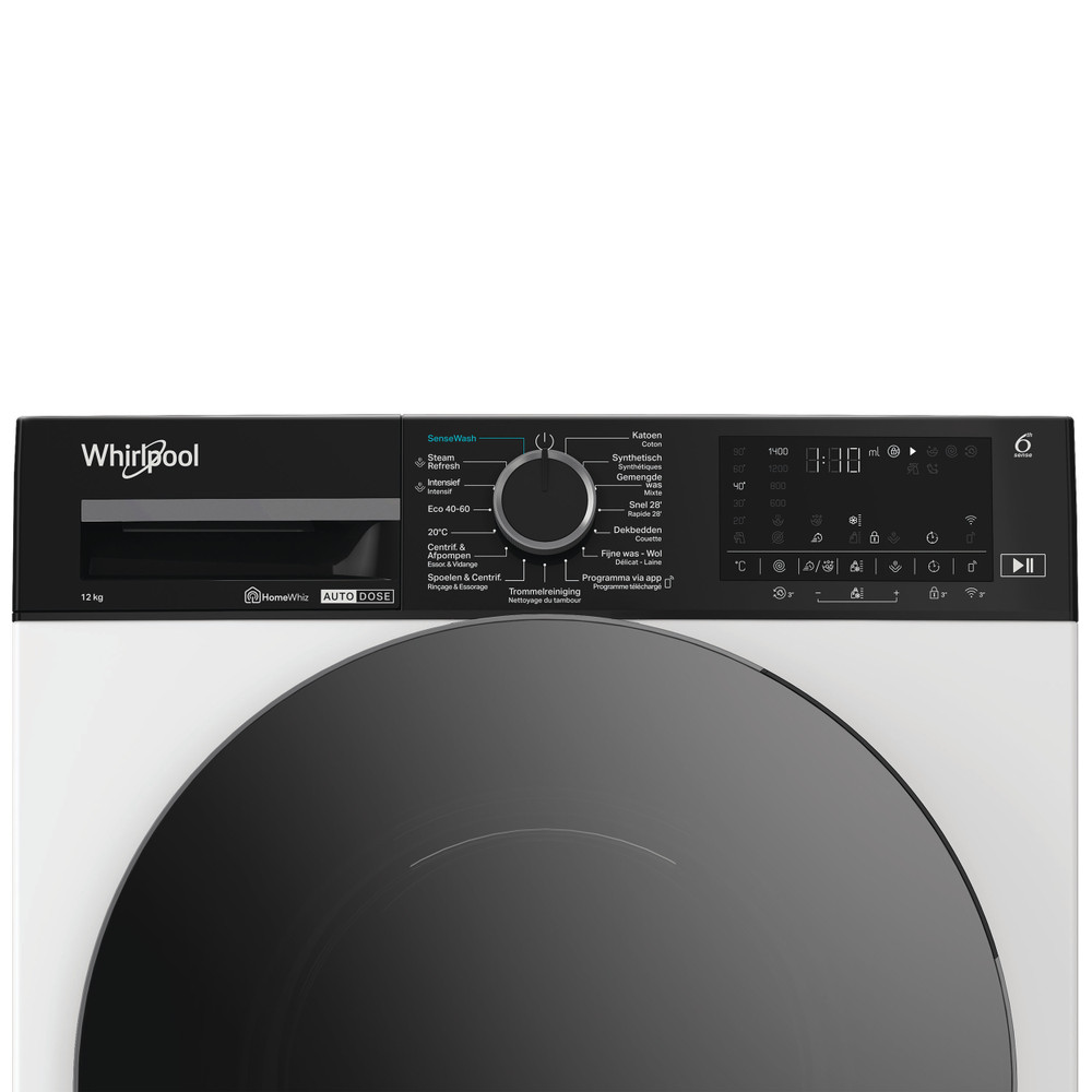 Whirlpool Wasmachine Vrijstaand WPM 210W ADS BE Wit Voorlader A Control panel