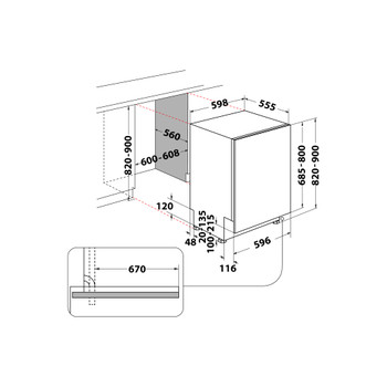 Whirlpool Vaatwasser Ingebouwd WIO 3T141 PES Volledig geïntegreerd C Technical drawing