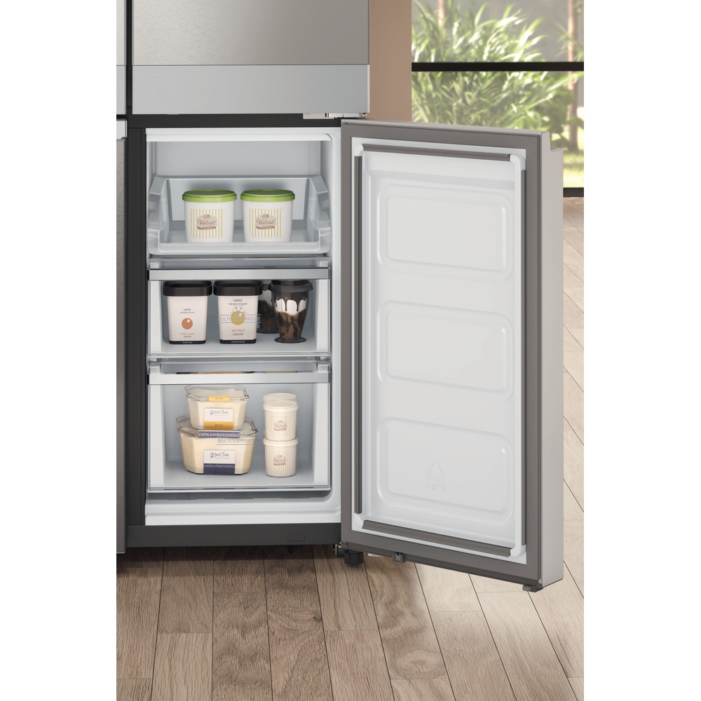 Hotpoint_Ariston Side-by-Side Livre Instalação HAQ9 E2L EF Inox Look Lifestyle detail