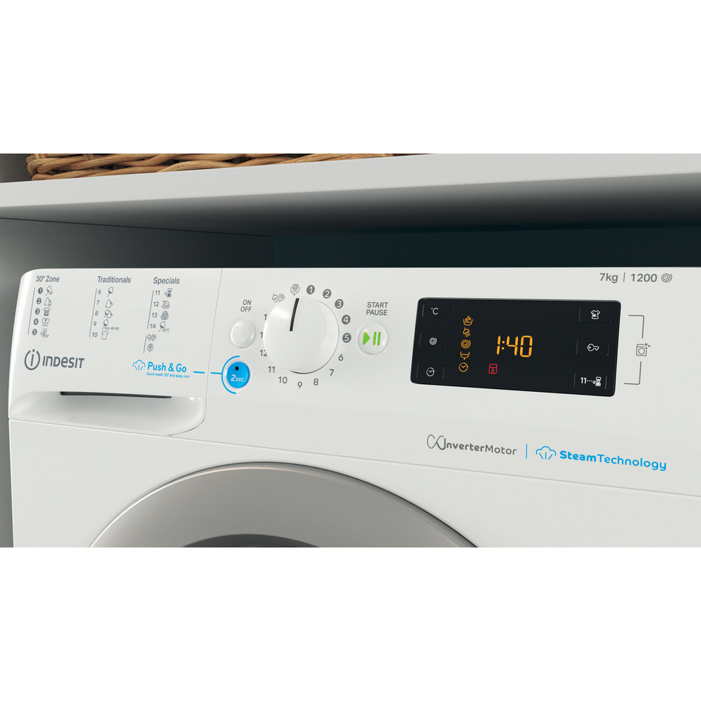 Indesit Perilica za rublje Samostojeći BWSE 71295X WSV EU Bijela Prednje punjenje B Lifestyle control panel