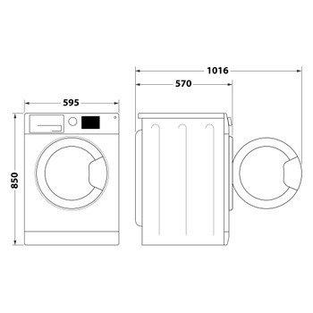 Whirlpool Mosó-szárító Szabadonálló FFWDB 864349 BV EE Fehér Elöltöltős Technical drawing