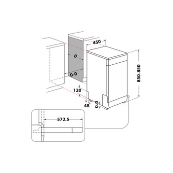 Whirlpool Umývačka riadu Voľne stojace WSFO 3T125 6PC X Voľne stojace E Technical drawing