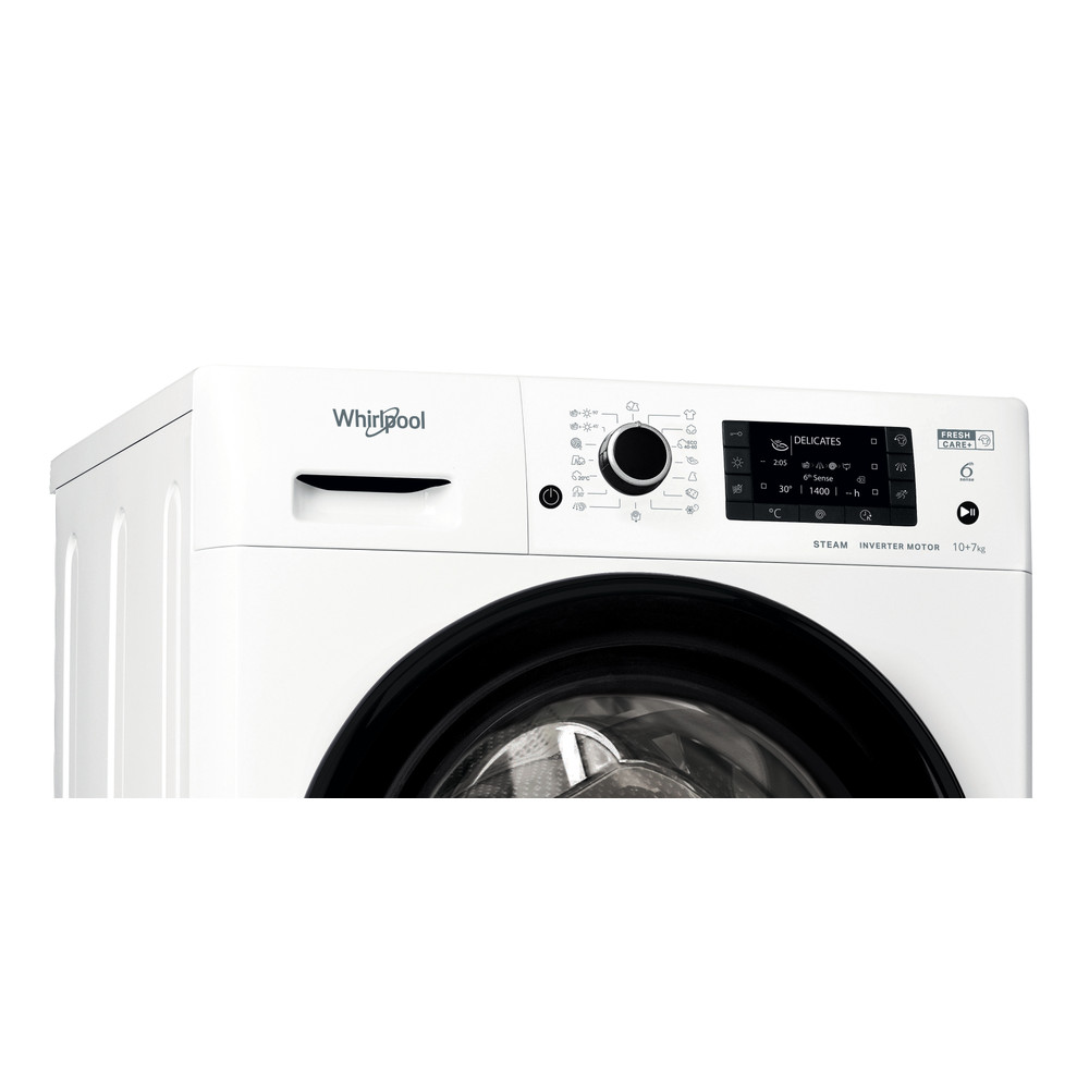 Whirlpool Mosó-szárító Szabadonálló FWDD 1071682 WBV EU N Fehér Elöltöltős Control panel