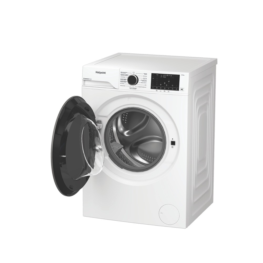 Hotpoint Lavadora secadora Libre instalación HBD 8680 SPT Blanco Cargador frontal Perspective open