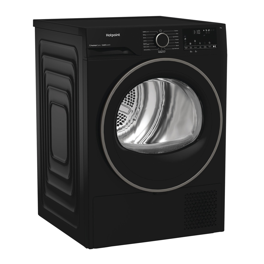 Hotpoint Dryer HHD D90 BB IRE Black Perspective