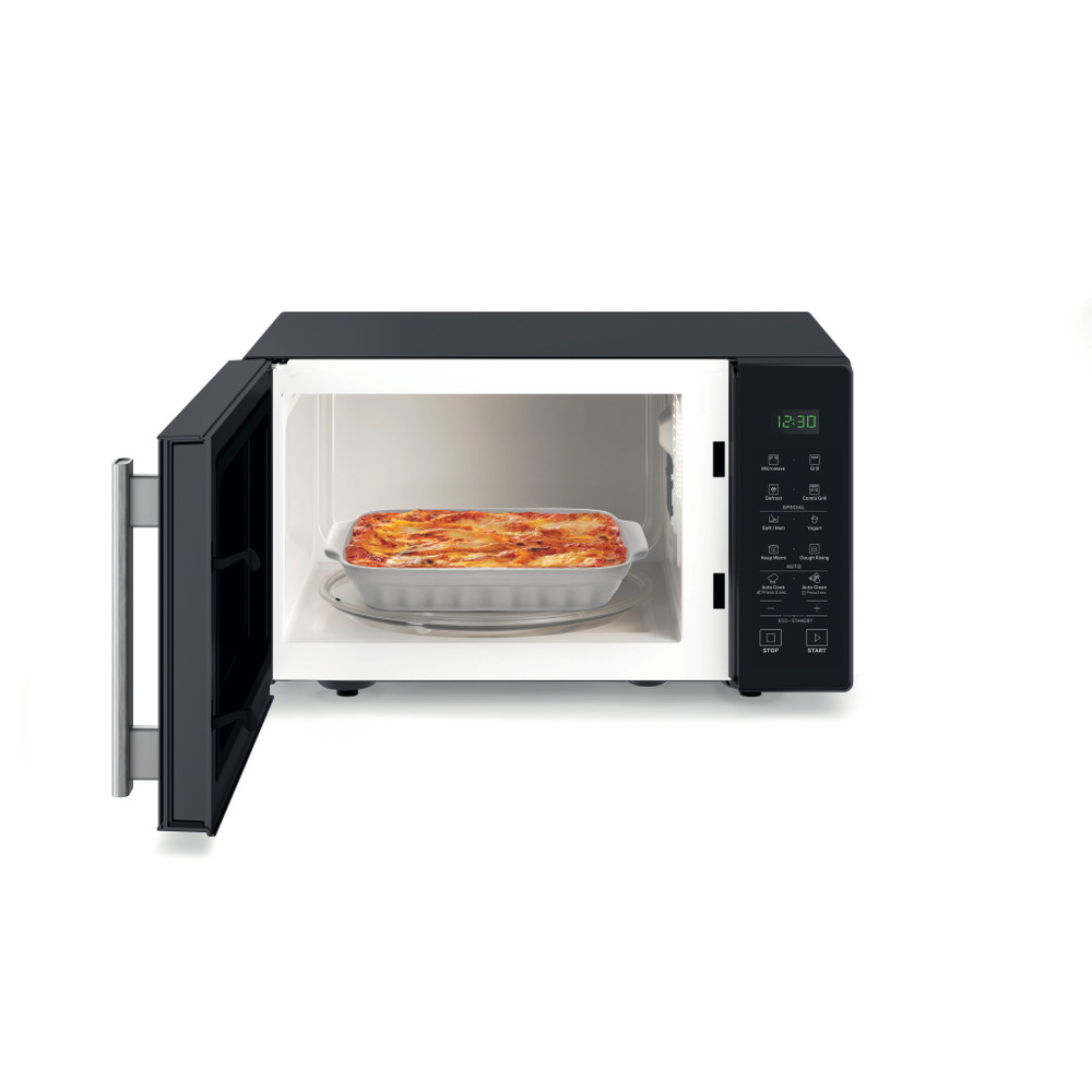 Bauknecht Four micro-ondes Appareil à pose libre MW 253 B CH Noir Electronique 25 Micro-ondes+ Grill 900 Frontal open