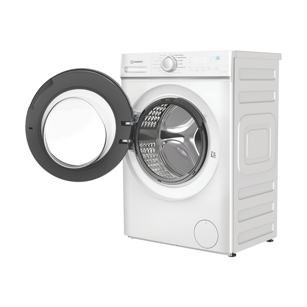 Indesit Veļas mazgājamā mašīna Brīvi stāvošs IMA 864 MY TIME EE Balts Priekšējās ielādes A Perspective open