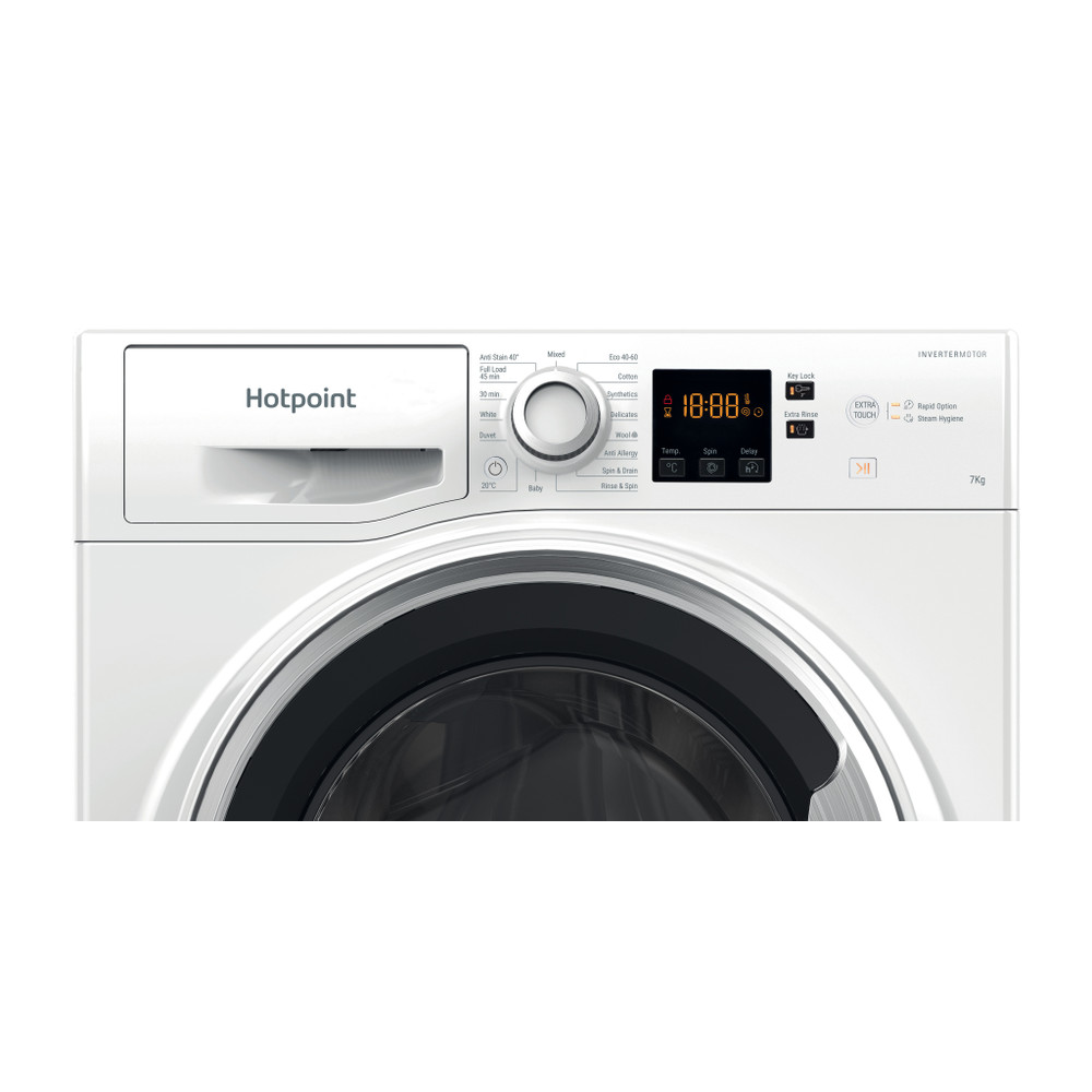 Hotpoint Washing machine Free-standing NSWE 7469 WS UK White Front loader A Control panel