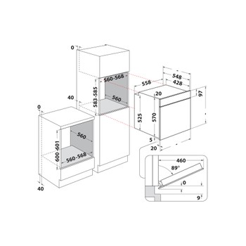 Whirlpool Horno Encastre OMSK58RU1SAB Eléctrico A ++ Technical drawing