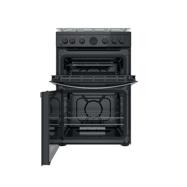 Indesit Double Cooker ID67G0MCB/UK Black A+ Frontal open