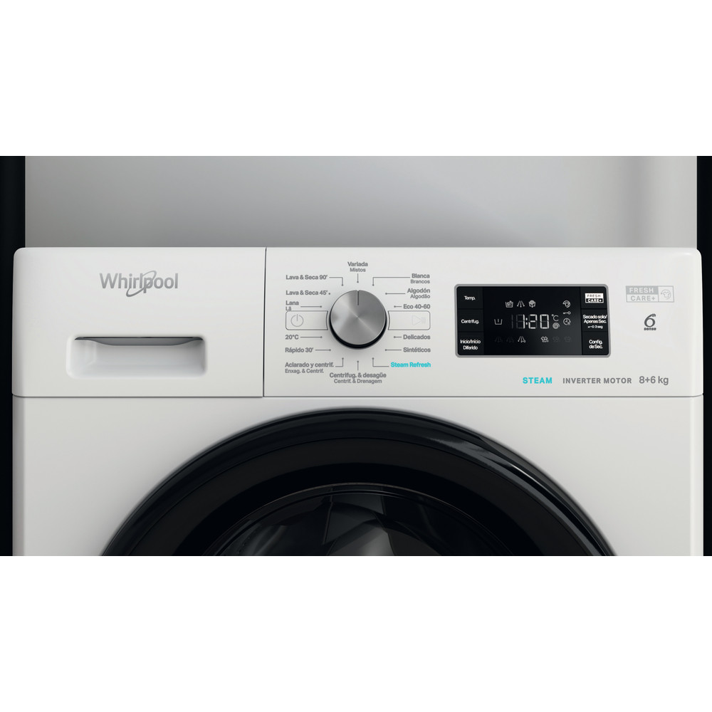 Whirlpool Lavadora secadora Libre instalación FFWDB 864369 BV SPT Blanco Cargador frontal Lifestyle control panel