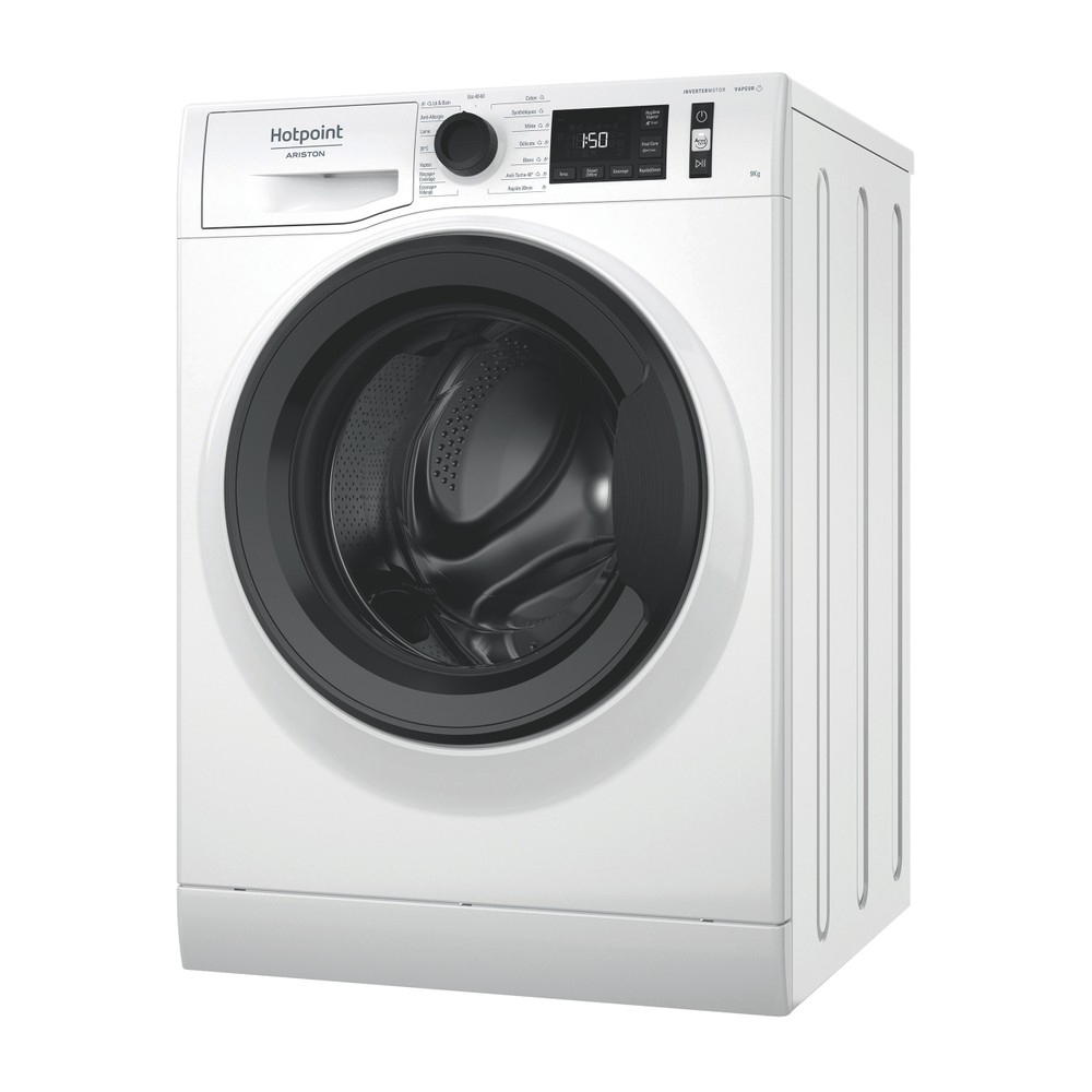 Hotpoint_Ariston Lave-linge Pose-libre CNB9489WKFR Blanc Lave-linge frontal A Perspective