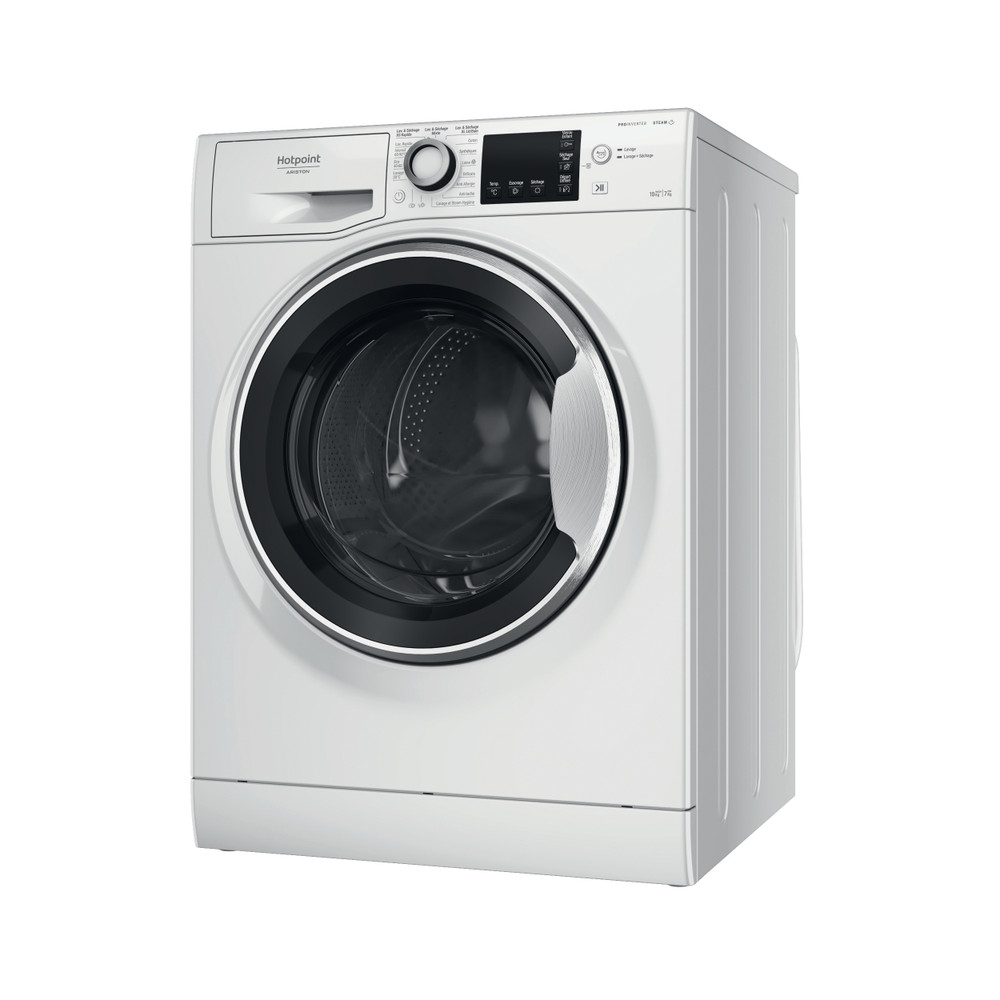 Hotpoint_Ariston Lavante-séchante Pose-libre NDBD 107489 WSA FR Blanc Lave-linge frontal Perspective