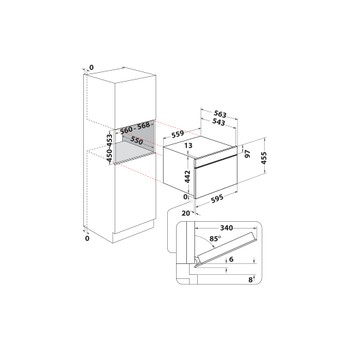 Whirlpool Mikrovlnná rúra Vstavané WCW6O7HTBC Čierna Elektronické 52 Mikrovlny kombi 950 Technical drawing