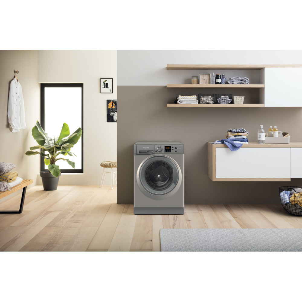 Hotpoint Washing machine Free-standing HNR9 W64 GG IRE Graphite Front loader A Lifestyle frontal