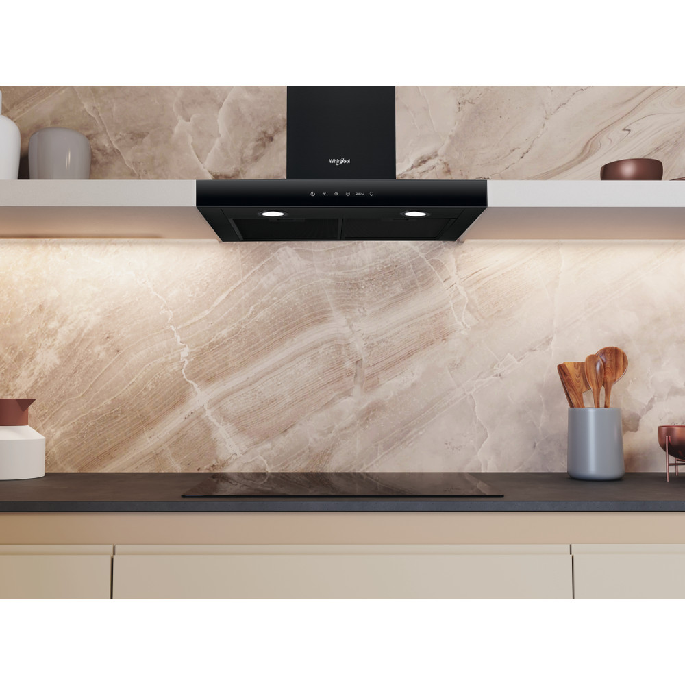 Whirlpool Exaustor Encastre WHBS62FLTK Preto Wall-mounted Eletrónico Lifestyle frontal