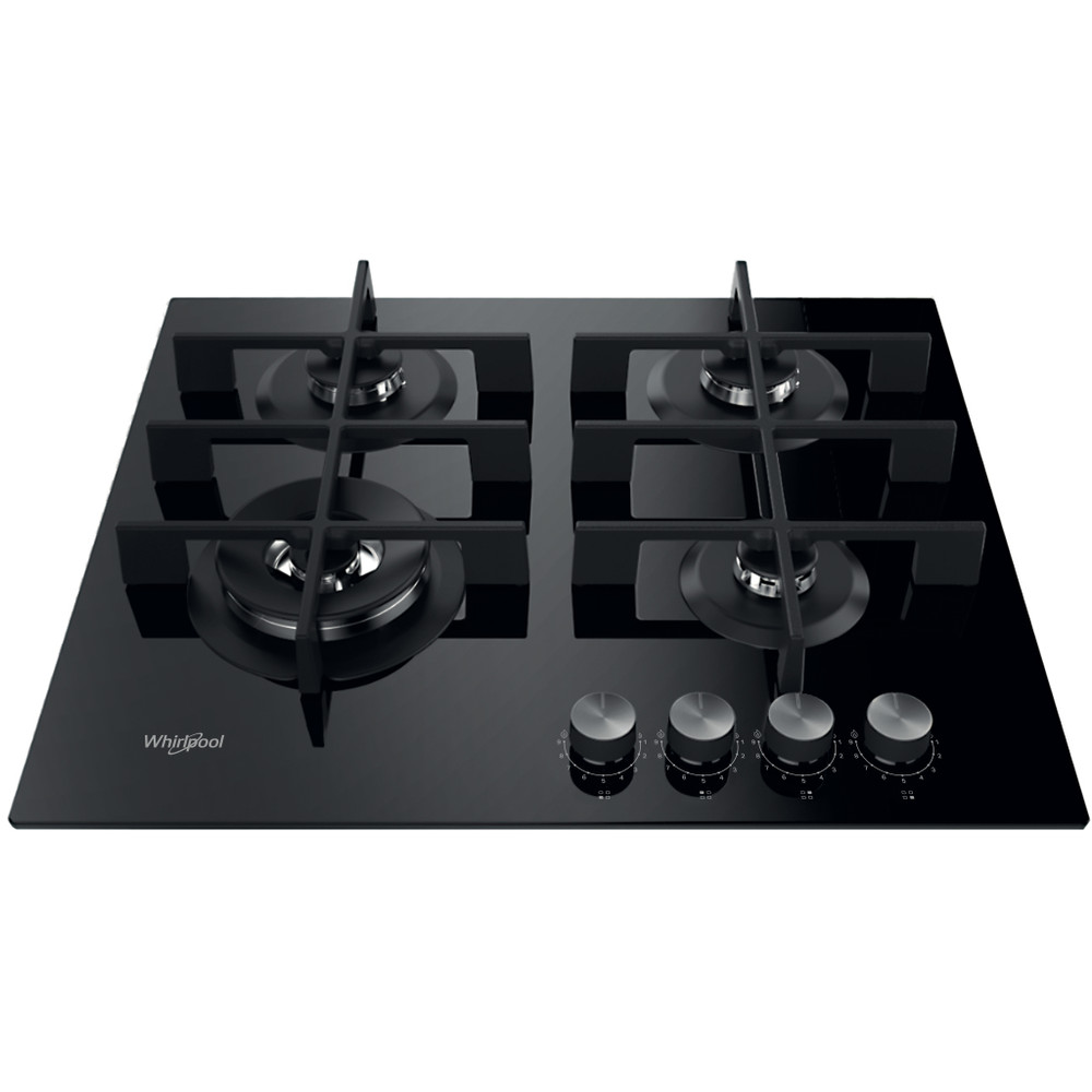 Whirlpool Table de cuisson GOWL 628/NB FR Noir Gaz Frontal top down