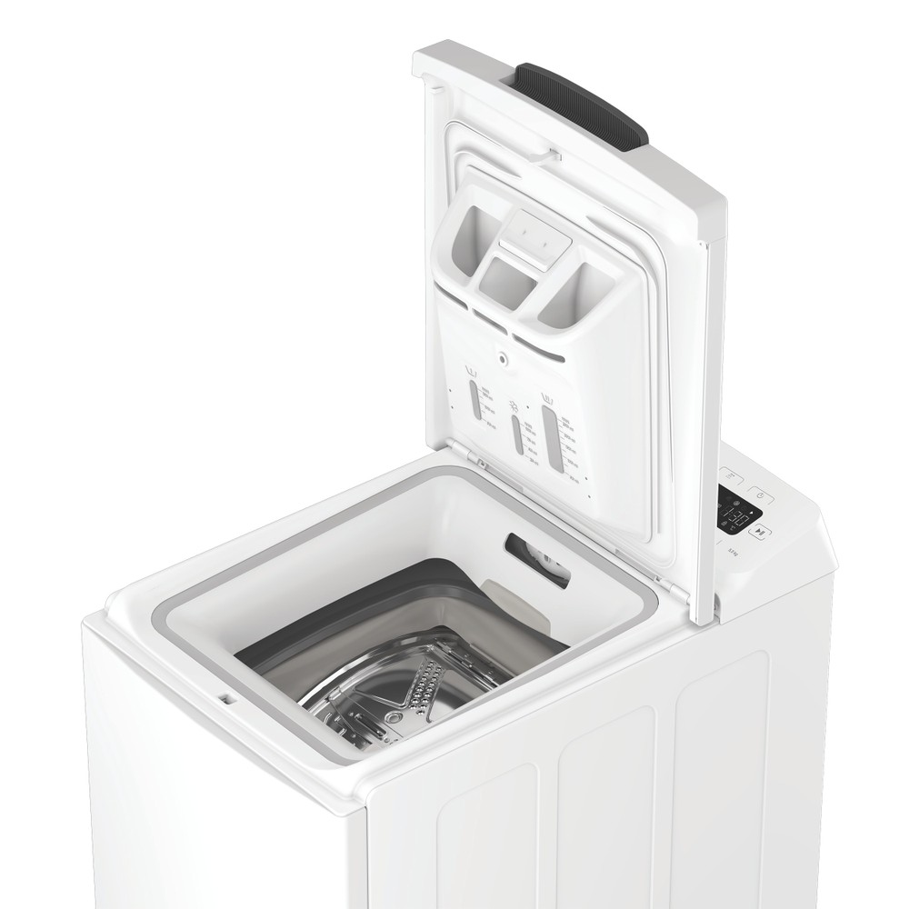 Indesit Pračka Volně stojící TI5512EGMTCS Bílá Vrchem plněná B Perspective open