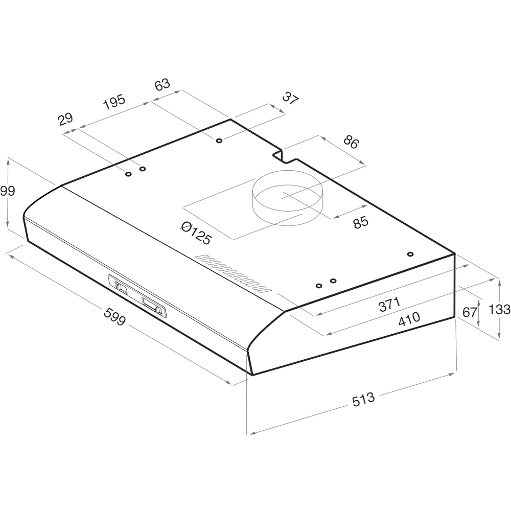 Ariston HOOD Built-in SL 16.2 L (BK) Black Free-standing Mechanical Technical drawing