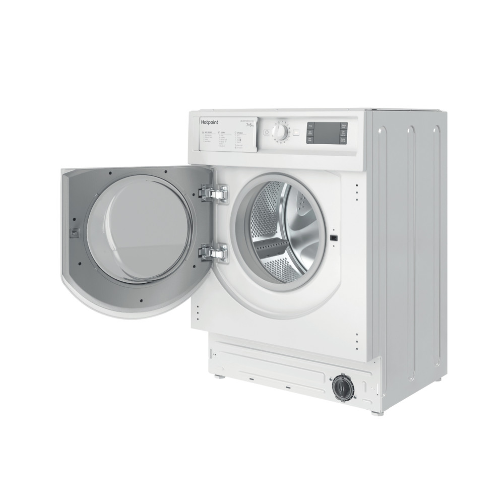 Hotpoint Washer dryer Built-in BI WDHG 75148 UK N White Front loader Perspective open