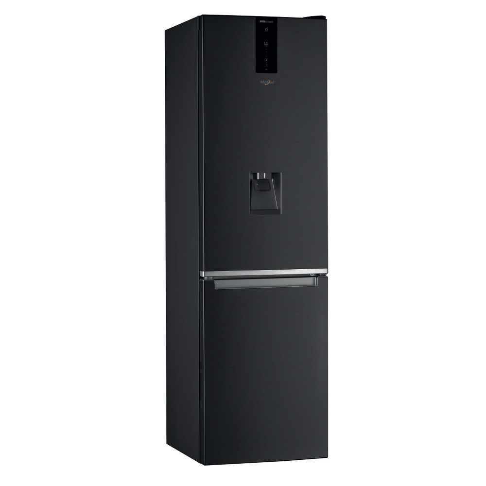 Whirlpool Hűtő/fagyasztó kombináció Szabadonálló W7 921O K AQUA Fekete 2 doors Perspective
